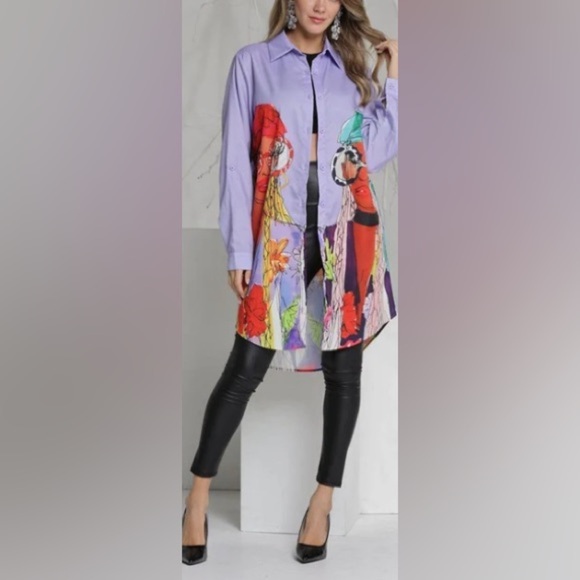 👚Stylish Oversized Buttoned Down Shirt: 2 Women w/Sunglasses (Large Prints) 👚 - Picture 7 of 12